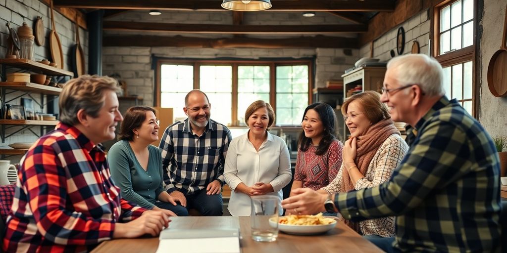 Familienmitglieder diskutieren im Unternehmensumfeld der nächsten Generation.